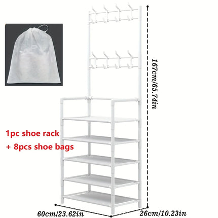 5-Level Metal Shoe Rack Tool-Free Setup Straightforward Design Multi-Purpose Shoes Boots And Sundries in Living Room Hallway