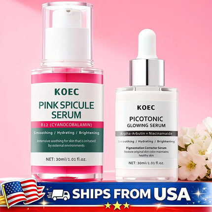 2-in-1 Brightening Correcting Serum Duo with Alpha Arbutin Niacinamide Hydrating Glow Skin Care for Dark Spots Sensitive Skin