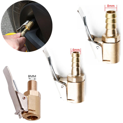 8mm Tyre Wheel Valve Air Chuck Inflator Pump Valve Connector Clip-on Adapter Vehicle Brass For Car Tire Inflatable Pump New