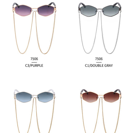 Sexy Small Frame Hexagon Sunglasses Women With Chain 2026 Luxury Brand Designer Punk Sun Glasses For Ladies Shades Gafas De Sol
