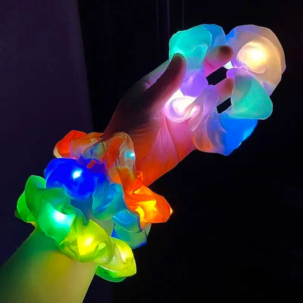 Fashion LED Luminous Hair Scrunchies Light Up Glowing Scrunchy Hair Band For Girls Flashing Hair Tie Hair Rope Hair Accessories