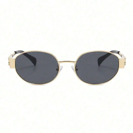 1pc Oval Shaped Small Fashion Women Fashion Glasses INS Street Fashion Vintage Fashion Glasses Metal Frame Black Fashion Glasses