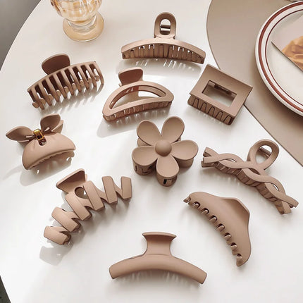 Women Hair Claw Clips Korea Coffee Beige Acrylic Large Hair Claw Hairpin Geometric Barrettes Crab Girl Headwear Hair Accessories