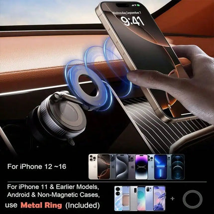 Upgraded Vacuum Magnetic Car Phone Holder, 360° Reinforced Ultra Suction Cup Phone Mount For Car, Travel, Gym, Table