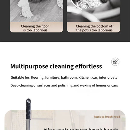9-in-1 Electric Rotating Cleaning Brush, Wireless Shower Scrubber with Replaceable Heads and Adjustable Telescopic Handle
