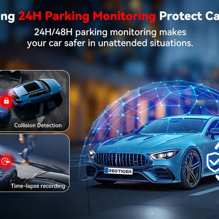 REDTIGER A4 Dash Camera Front and Rear 4k Dash Cam Drive Recorder for WiFi GPS Car Dvr for 24H Parking Mode Black Box for Car