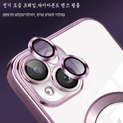 For Magsafe Fashion Plating Lens Protector Case For iPhone 11 12 13 14 15 Pro Max Plus Silicone Wireless Magnetic Charging Cover