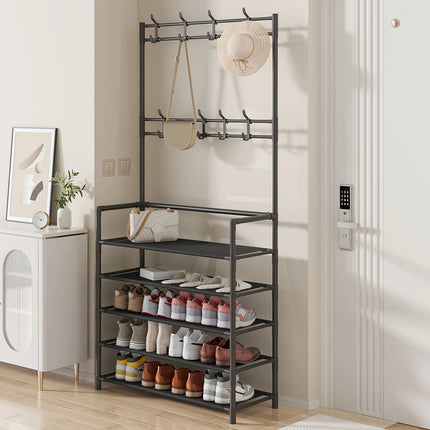 5-Level Metal Shoe Rack Tool-Free Setup Straightforward Design Multi-Purpose Shoes Boots And Sundries in Living Room Hallway