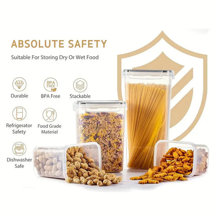 42pcs Sealed food storage containers with LIDS plastic kitchen pantry, dry cargo jars of lactose, grain, flour, sugar, labeled,