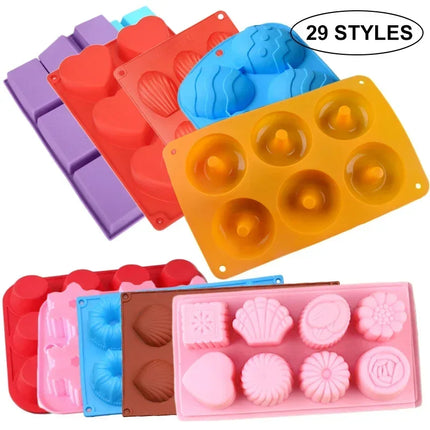 20 Design Silicone Mold For Baking Chocolate Fondant Cake Baking Mold Non-Stick Baking Pan Pastry Doughnut Dessert Making Tools
