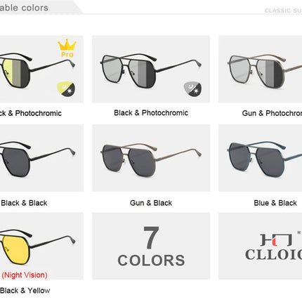 CLLOIO New Fashion Aluminum Photochromic Sunglasses Men Women Polarized Sun Glasses Chameleon Anti-glare Driving Oculos de sol