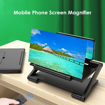 8 inch 3D HD Cell Phone Screen Amplifier Bracket 3-4X Zoom Curved Surface Foldable Display Magnifying Stand for 4.0-6.0 inch Pho