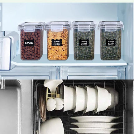 42pcs Sealed food storage containers with LIDS plastic kitchen pantry, dry cargo jars of lactose, grain, flour, sugar, labeled,