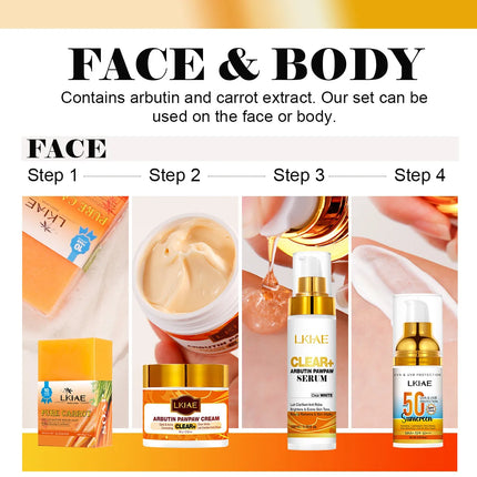 LKIAE Arbutin And Vitamin C Lightening Skin Care Kit, Brighten Dull Skin, Moisturizing, Dark Spot Corrector, For All Skin Tone