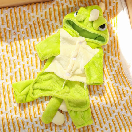 New Small Dinosaur Transforming Dog Clothes Autumn Winter Flannel Warm Teddy Cat Pet Clothes Dog Jumpsuits Rompers