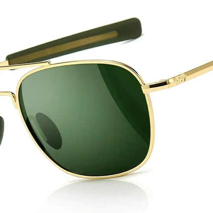 Men's Military Style Polarized Aviator Sunglasses with Bayonet Temples for Outdoor Activities
