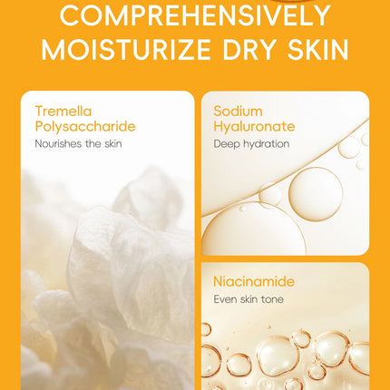 LAIKOU VITAMIN C Skincare Set Brightening 5Pcs Kit Even Skin Tone Smooth Wrinkle Tighten Pores Cleanser Toner Serum Eye Cream