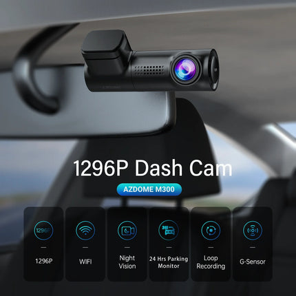 AZDOME Dash Cam 1296P WiFi Dash Camera for Cars Voice Control Dashcams Night Vision Loop Recording G-Sensor 24H Parking Monitor