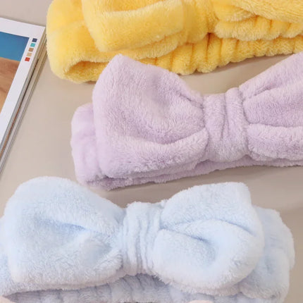 Spa Headband and Wrist Towels for Face Washing Set Elastic Bow Headbands with Highly Absorbent Wristbands for Shower Skincare