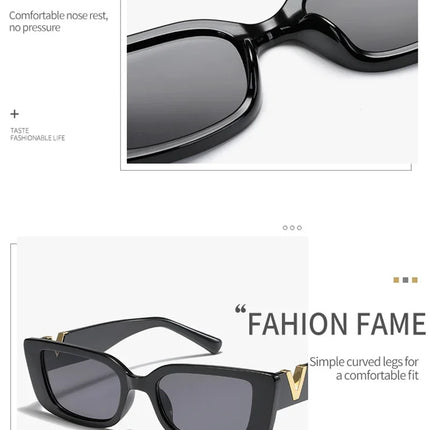 Fashion Cat Eye Sunglasses Luxury V Sun Glasses For Ladies Classic Rectangle Driving Eyewear UV400