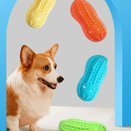 Dog Chewing Toy Simulation Peanut Squeaking Plaything Grinding Teeth Cleaning Anti Bite Rubber Cat Pet Toy Interactive Chew