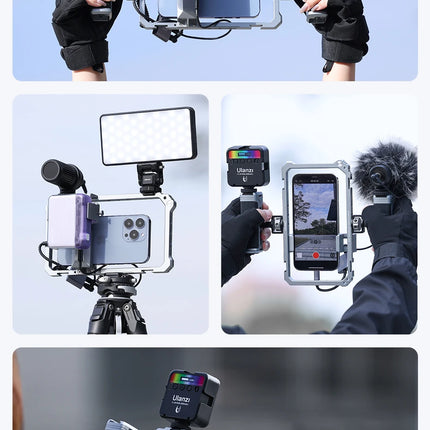 Ulanzi Universal Smartphone Video Rig Phone Cage with Dual Hand Grip Phone Vlog for iPhone Android Smartphone Photography