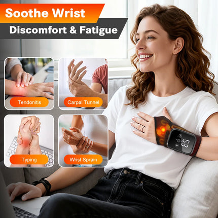 Electric Heating Wrist Massager Wrist Brace Protector Wrap Vibration Massage Relieves Tenosynovitis Carpal Tunnel Fatigue Relief