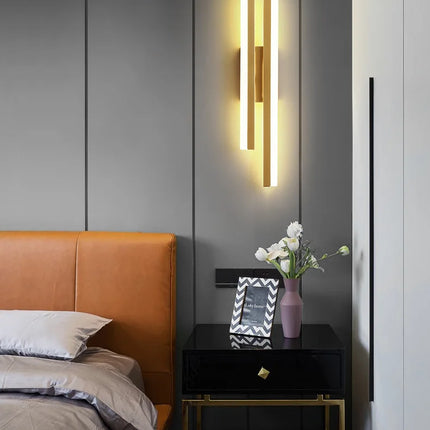 LED Bedroom Wall Lamp Wall Sconces Copper Line Pipe Acrylic Lampshade Indoor Lighting for Living Room Corridor Light Fixture