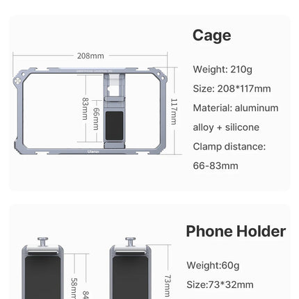 Ulanzi Universal Smartphone Video Rig Phone Cage with Dual Hand Grip Phone Vlog for iPhone Android Smartphone Photography
