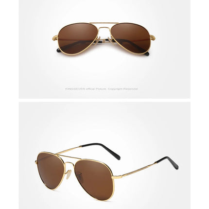 KINGSEVEN Pilot Alloy Sunglasses Polarization UV400 Anti-reflection Full Frame Parsnip Glasses Women Retro Luxury Eyewear