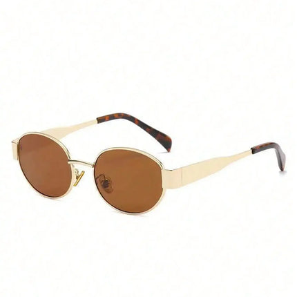 1pc Oval Shaped Small Fashion Women Fashion Glasses INS Street Fashion Vintage Fashion Glasses Metal Frame Black Fashion Glasses