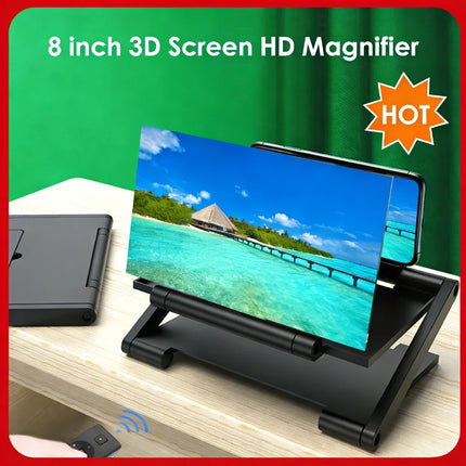 8 inch 3D HD Cell Phone Screen Amplifier Bracket 3-4X Zoom Curved Surface Foldable Display Magnifying Stand for 4.0-6.0 inch Pho