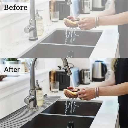 Silicone Faucet Water Catcher Mats,Kitchen Sink Spill-Proof Drying Pads,Anti-Slip Drain and Splash Guard Water Catcher Mat