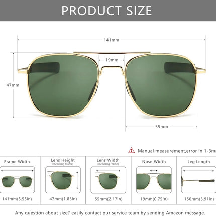 Men's Military Style Polarized Aviator Sunglasses with Bayonet Temples for Outdoor Activities
