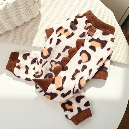 New Small Dinosaur Transforming Dog Clothes Autumn Winter Flannel Warm Teddy Cat Pet Clothes Dog Jumpsuits Rompers