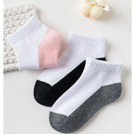 5 Pairs/Lot 2023 New Summer Children Socks Cotton Kids Fashion Black White Gray For 1-12 Years Teen Student Baby Girl Boy Socks