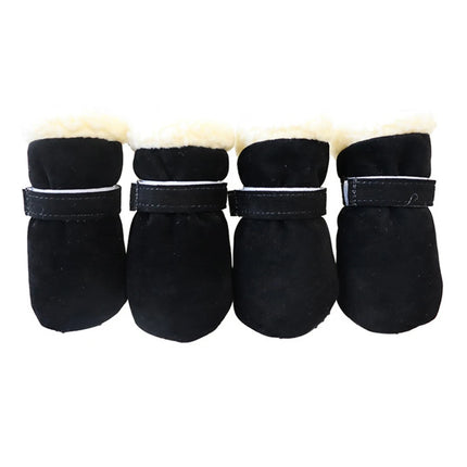 4pcs/set Plush Pet Dog Shoes Autumn Winter Warm Dog Boots Socks Comfortable Anti-slip Puppy Cat Rain Snow Booties Footwear