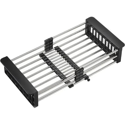 Expandable Stainless Steel Sink Drain Basket,Collapsible Kitchen Dish Drying Rack with Draining Filter Grid,Sink Organizer Tray