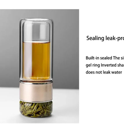 420ML Tea Water Bottle High Borosilicate Glass Double Layer Tea Water Cup Infuser Tumbler Drinkware Water Bottle With Tea Filter