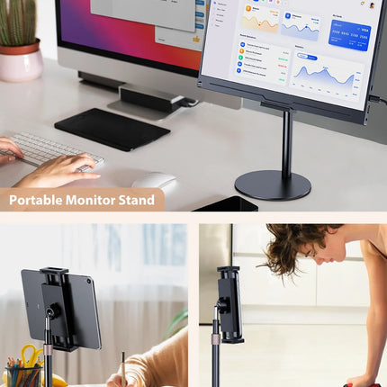UPERFECT Rotating Portable Monitor Stand Height Adjustable Vesa Monitor Tablet Free Standing Low Profile Desk Mount up to 17.3"