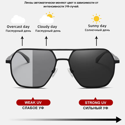 CLLOIO New Fashion Aluminum Photochromic Sunglasses Men Women Polarized Sun Glasses Chameleon Anti-glare Driving Oculos de sol