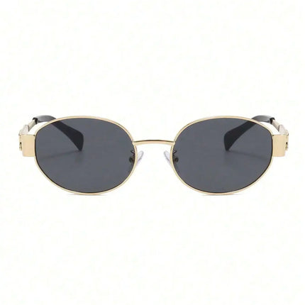 1pc Oval Shaped Small Fashion Women Fashion Glasses INS Street Fashion Vintage Fashion Glasses Metal Frame Black Fashion Glasses