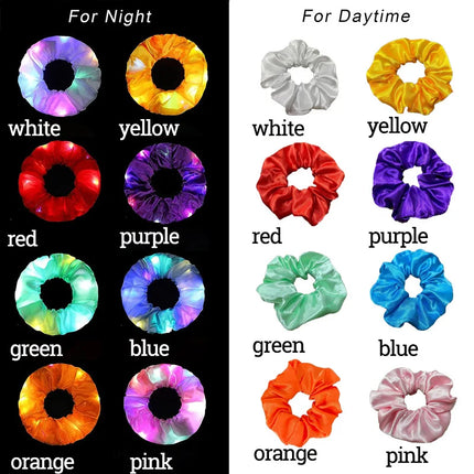 Fashion LED Luminous Hair Scrunchies Light Up Glowing Scrunchy Hair Band For Girls Flashing Hair Tie Hair Rope Hair Accessories