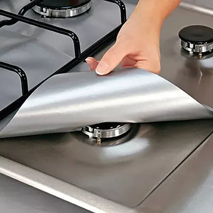 4 Pcs Square Foil Gas Hob Protector Liner Easy Clean Reusable Protection Pad Gas Stove Stovetop Protector Kitchen Accessories