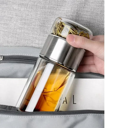 420ML Tea Water Bottle High Borosilicate Glass Double Layer Tea Water Cup Infuser Tumbler Drinkware Water Bottle With Tea Filter