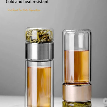 420ML Tea Water Bottle High Borosilicate Glass Double Layer Tea Water Cup Infuser Tumbler Drinkware Water Bottle With Tea Filter