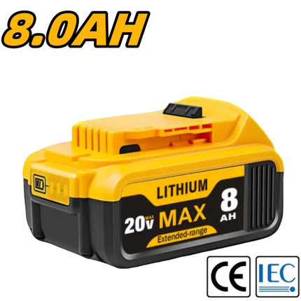 8.0Ah 20V Lithium-Ion Replacement Batteries for Dewalt Cordless Tools - Compatible with DCB200, DCB205, DCB206 & More