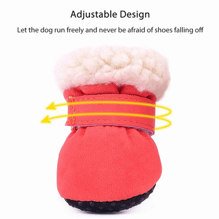 4pcs/set Plush Pet Dog Shoes Autumn Winter Warm Dog Boots Socks Comfortable Anti-slip Puppy Cat Rain Snow Booties Footwear