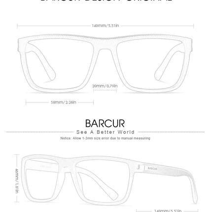 BARCUR Design TR90 Sunglasses Men Polarized Light Weight Sports Sun Glasses Women Eyewear Accessory Oculos UVAB Protection