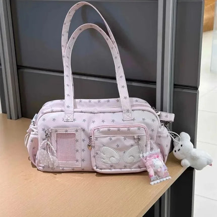 Japanese Transparent Women's Ita Bags Y2k Aesthetic All Match Star Print Fashion Ins Underarm Bag Sweet Kawaii Shoulder Handbags